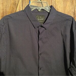 O1.Algo Men's Navy Patterned Casual Shirt